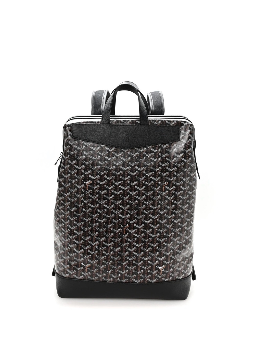 Black Goyard Patterned Backpack - Leather Trim